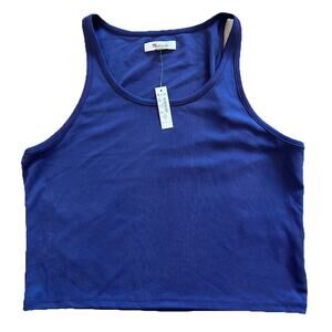 MADEWELL Drapesy Crop Tank Women L Rib Sleeveless Top‎ NEW Purple Viscose